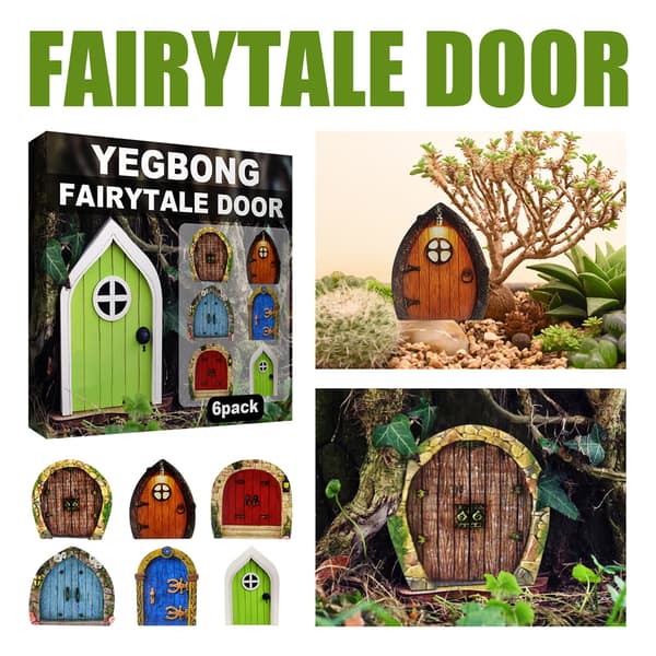 Fairy Door Set med 6 Miniature Gnome Door Set Pixie Miniature 1