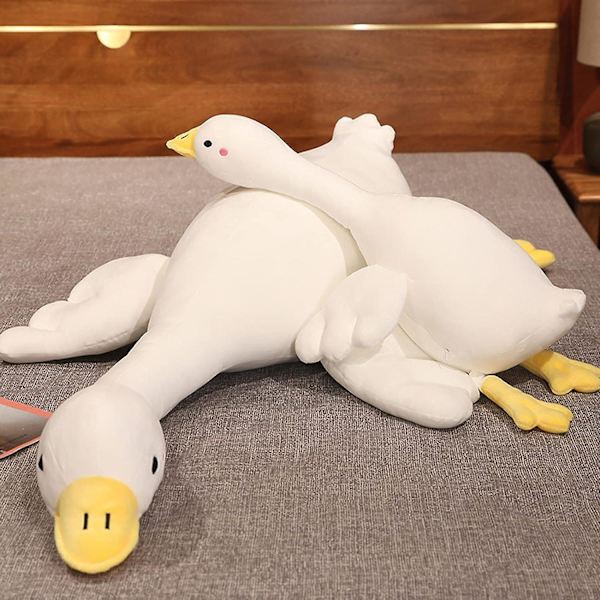 White Goose Plyschleksak - Plyschleksak Mjuk Söt Utseende Stor Vit Gåsstoppad docka Slängkudde Födelsedagspresent till tjejer Vit 50cm