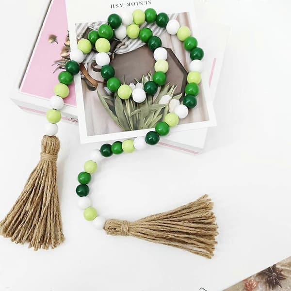 Saint Patrick's Day Träpärlkrans Dekorativa Hängtillbehör