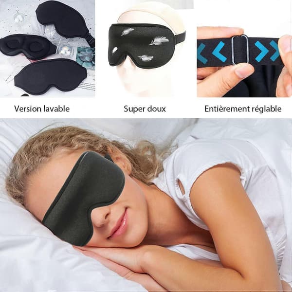 Nattemaske, 3D Blød og Behagelig Søvn, Ultra-fit Søvn Øjenmaske til Sidesovere Øjenlåg til Søvn, Rejser, Lur og Søvnløshed 23,5*10,5 cm, P