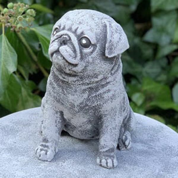 Mops Statue Havedekor Simulation Puppy Resin Ornament til Hjem Gård Have Dekoration