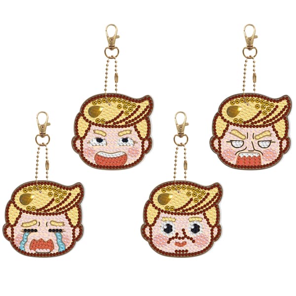 #4-pack diamantmålade nyckelringar med seriefigurer#