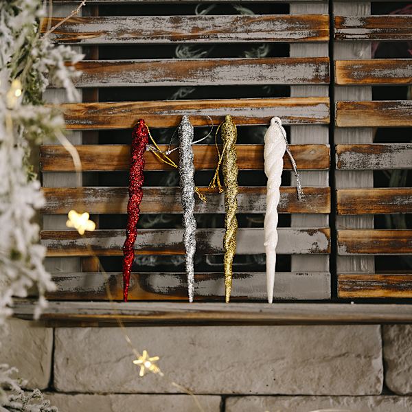 Istappheng Dekorativt juletre Transparent istapper silver