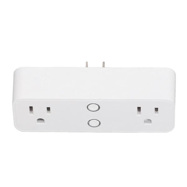 Dobbel Smartplugg WiFi Bluetooth-uttak Kompakt Kompatibel for Google Home Stemmestyring med Hylle 100-240V