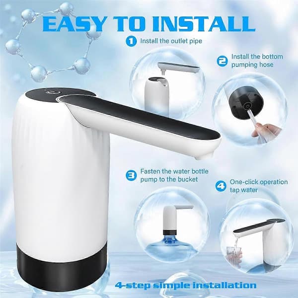 5 Gallon Flaske Vanndispenserpumpe - Automatisk Drikkevannsdispenser med USB-lading, Bærbar Elektrisk