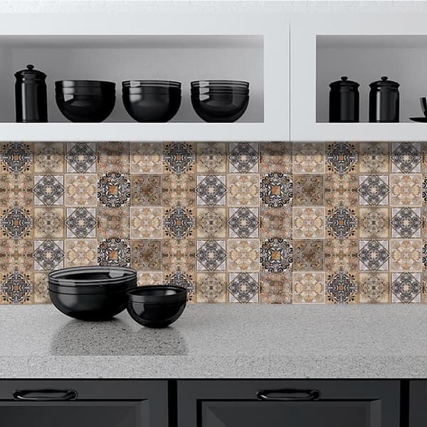 10 STK Fargede frostede mønstrede flisestickers, 30*30cm