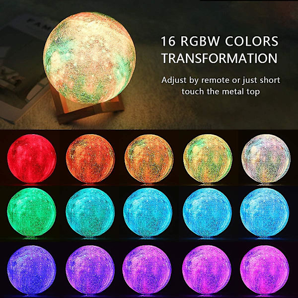 Moon Lamp Touch Led Night Light, 3d 15cm Multicolor Moon Lamp