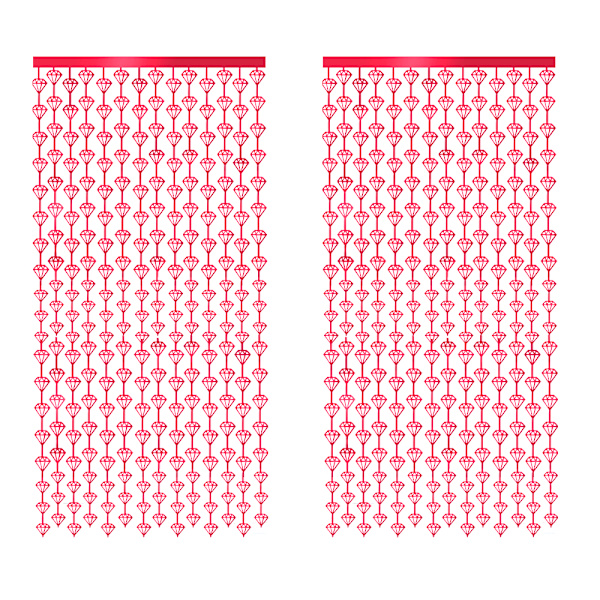 Metallisk trådgardindekorasjon og flaggvimpelbanner for red