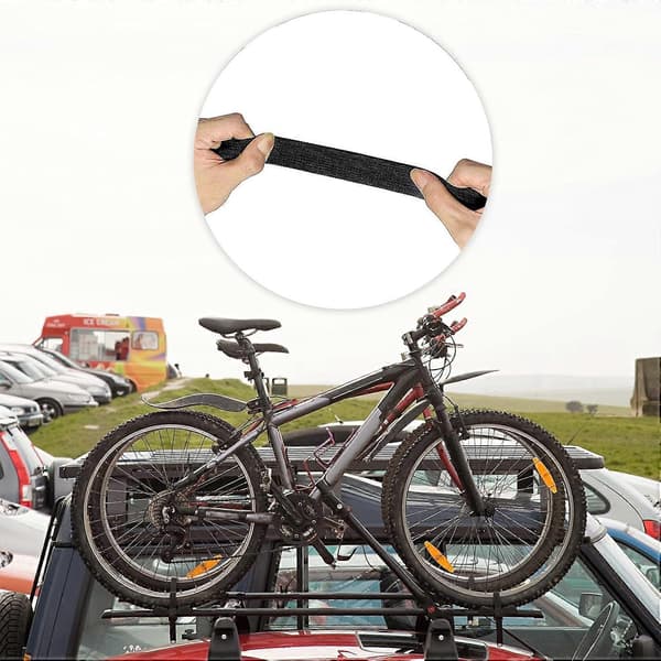 6 stk. 40*2 cm surrestropper med spænde, laststropper, surrestropper til cykel, motorcykel, bagagebærer, sort