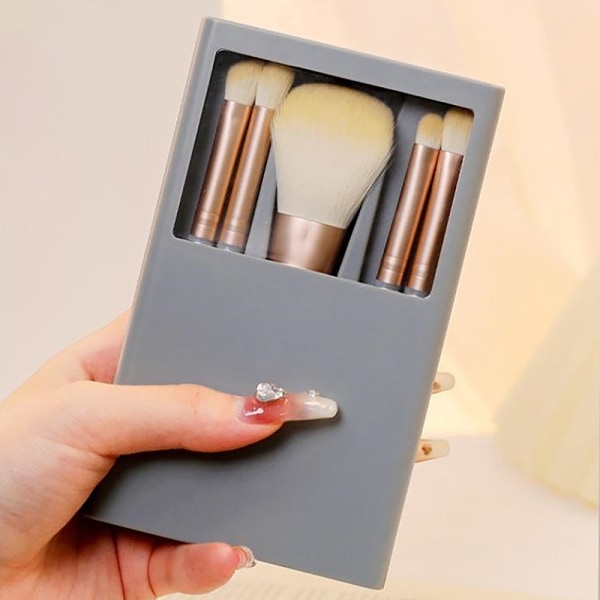 5 stk./sæt Makeupbørste med makeupspejl Ansigts skønhedsværktøjer Light pink