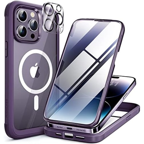 Miracase Glass Series Designad för iPhone 14 Pro Max Case 6,7 tum, [2023 Upgrade] Bumper Case med inbyggd 9H härdat glas Scr Noble Purple-B