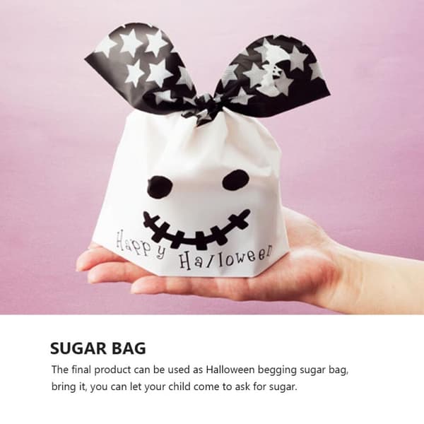 50-pack Halloween söta godispåsar för barn white 50pcs