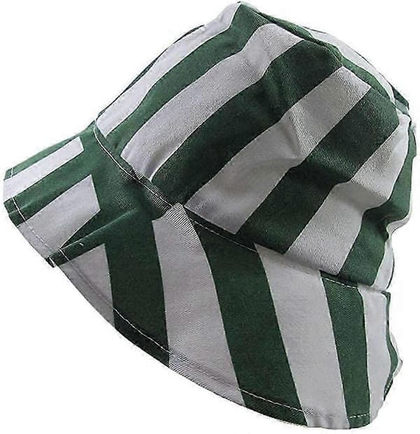 Unisex Hinkhatt med Vertikala Ränder, Packbar Solhatt Cosplay Kostym Anime Grön-Vit