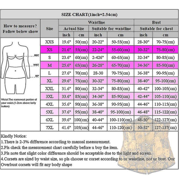 Gothic-tyylinen Underbust-korsetti ja vyötäröä muotoileva toppi vartalon muotoiluun ja treeniin XL