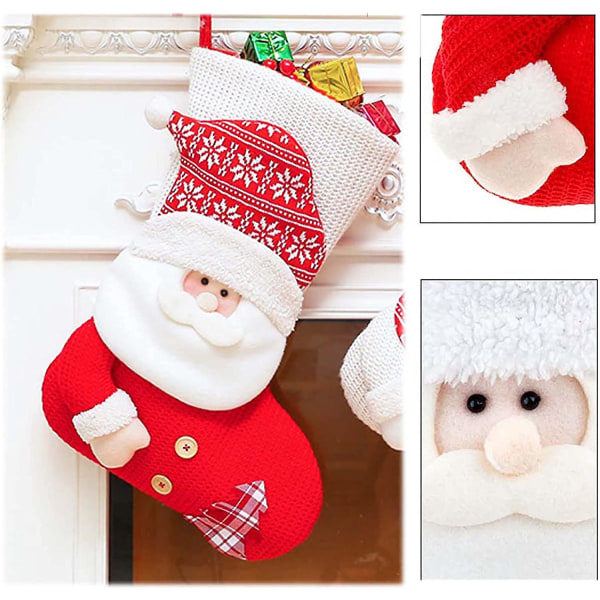 18\" julestrømper Store 3d Santa Reinsdyr Snømannsstrømper for julefest personlig dekorasjon
