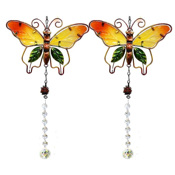 2-pack Butterfly Crystal Suncatcher Crystal Ball Ornament för Wi
