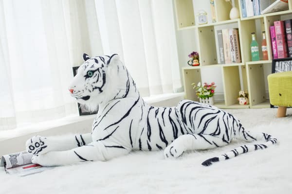 Realistiska mjuka gosedjur Plyschleksak Tiger white 40CM
