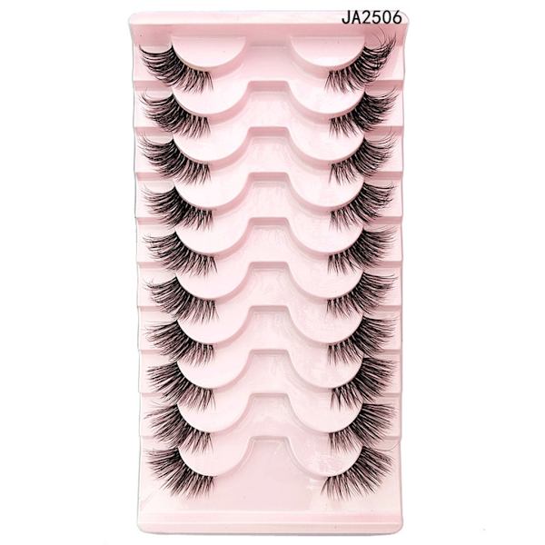 Halvfransar Naturligt utseende Wispy Cat-Eye Fransar 3D lösögonfransar Fluffiga-Mjuka 10 Par syntetiska fibrer falska fransar set 2
