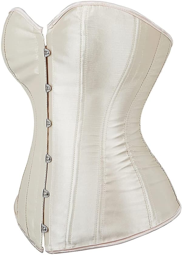 Dame Bustier Korset Top Undertøj Sæt Sort Satin Waist Cincher White X  large