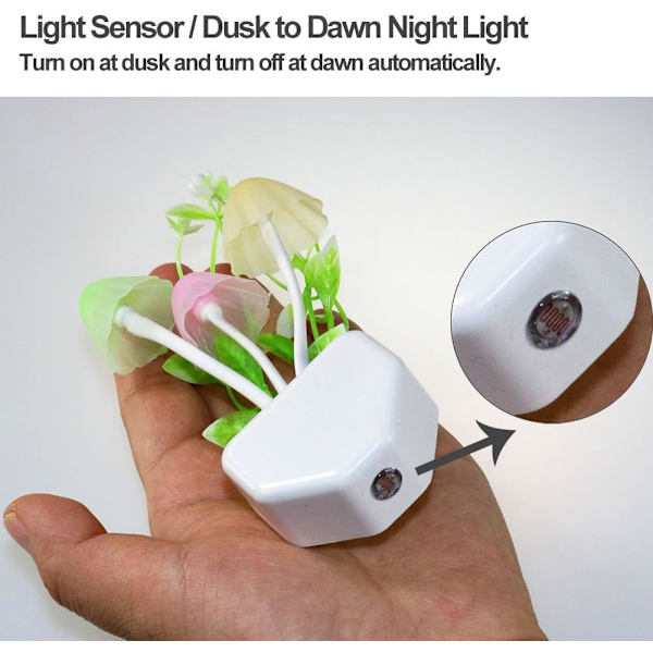 2-pakks LED-sensor nattlys med stikkontakt, fargeendring