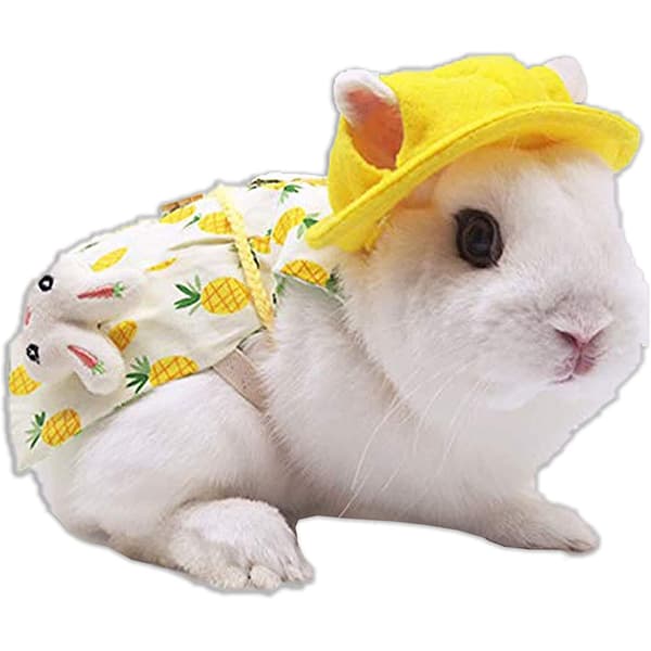 4 stk. Kæledyr Kanin Tøj Hat Tilbehør Bunny Guinea Sele S