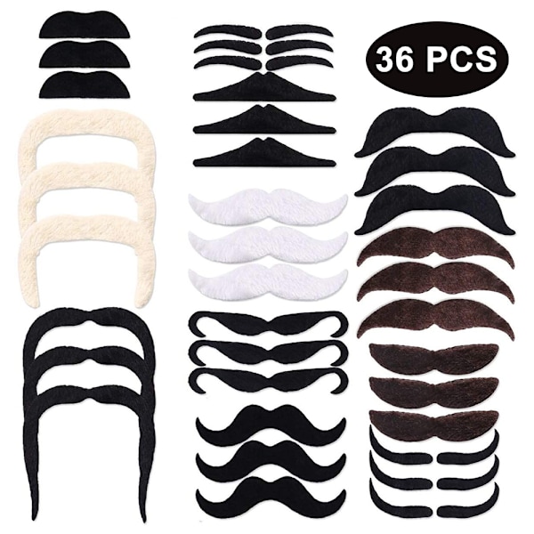 36-delar självhäftande mustasch klibbiga skägg som en perfekt 36pcs