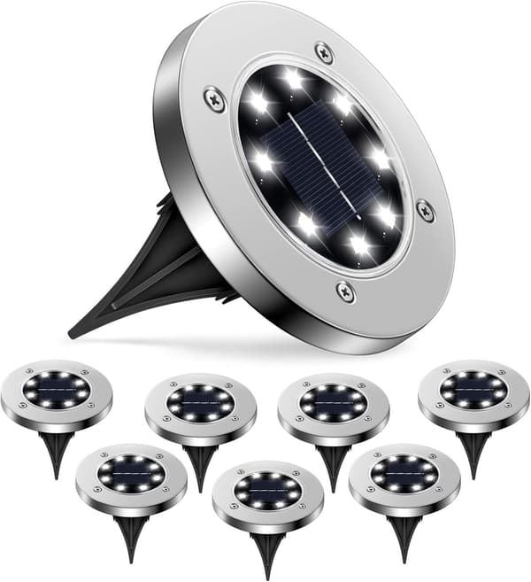 Utendørs Solar Light Garden Ground Eksteriør 8 LED 3000K Hvit Wate