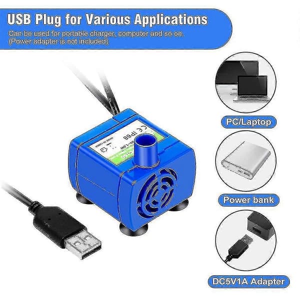 Vattenpump för husdjur, USB-uppladdningsbar LED-lampa, motor för kattdricksfontän
