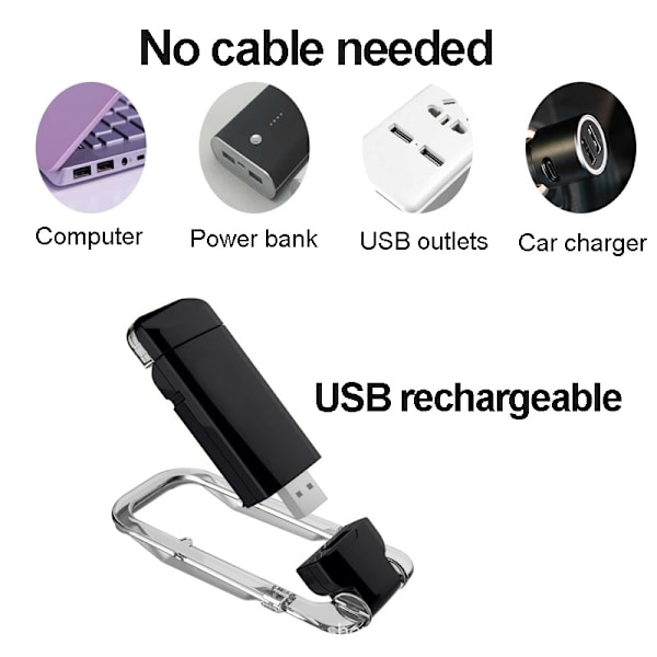 Valkoinen Mini LED Clip Book Light USB Ladattava kirjan lukuvalo