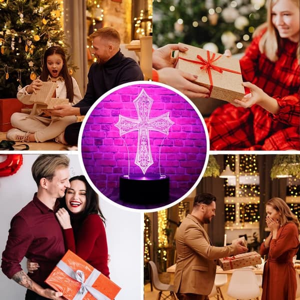 Kristus Jesus kors 3D optisk illusjon LED soveromsdekor Sle