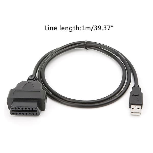 16-pinners OBD2 til USB-port laderadapterkabelkontakt diagnostisk verktøy