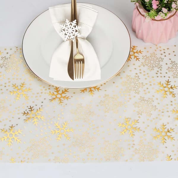 #Jul snöflinga duk transparent guld duk#