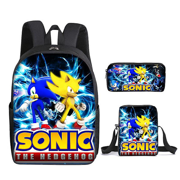 Sonic Rygsæk 3 stk./Sæt Elementary Cartoon Rygsæk Backpack
