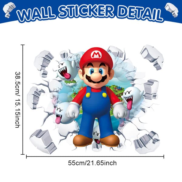 #Mario seinätarra, tapetti, PVC, huoneen sisustus, 55*38cm#