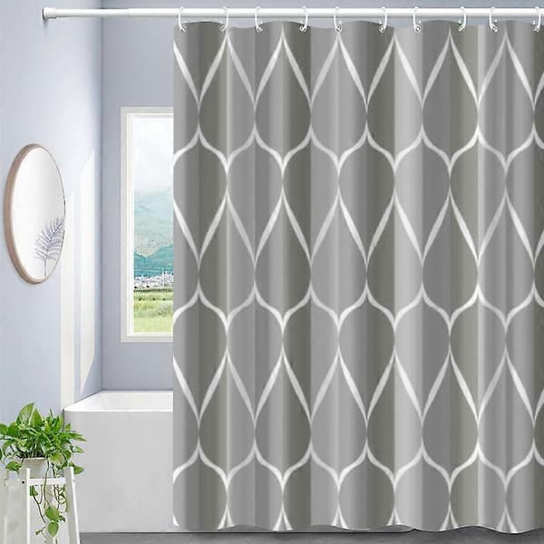 Grå duschdraperi, 180 x 200 cm, Mögelresistent, Vattentät, Viktad fåll, Tvättbar, Polyester