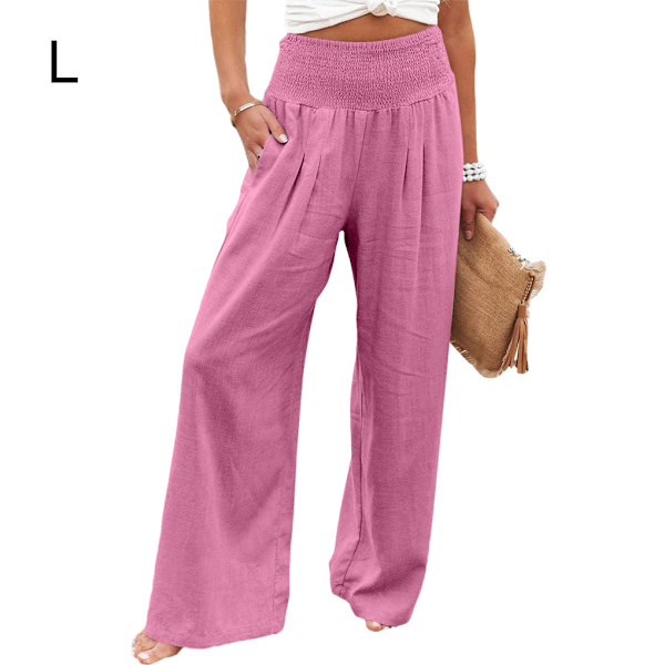 Dame sommerbukser Lommer løse Casual Wide ben Pink L