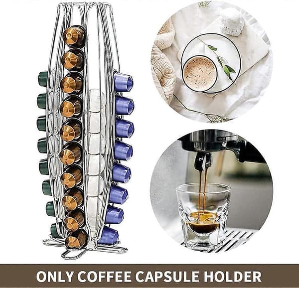 Roterbar kaffekapselholder for 40 kapsler – Display og oppbevaringsstativ for hjem og kontor