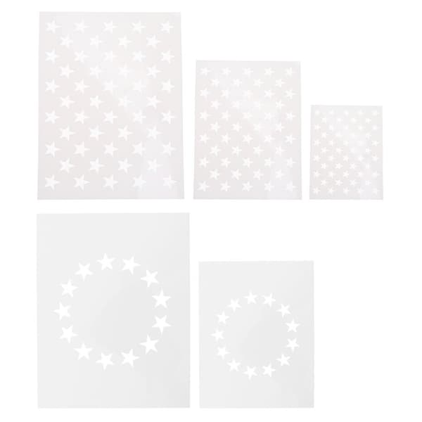5 stk Stjernesjablonger DIY Mal for Amerikanske Flaggstjerner for Tre, Stoff, Papir, Vegg