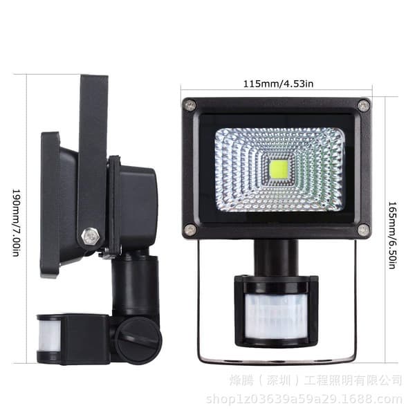 Rörelsedetektor LED Floodlight 60 LED Kraftfull LED Spotlight Eu1.5Meter10W 6500K