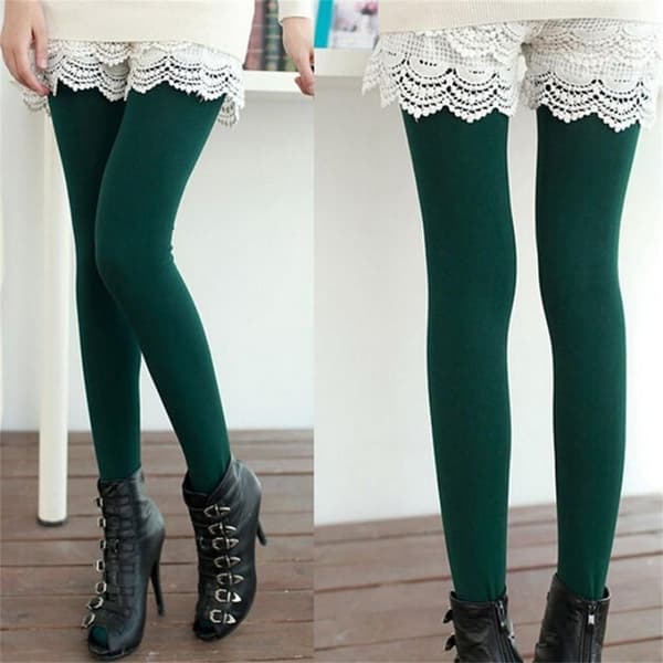 Slim Leggings Termiske Bomulls Bukser Tykke strømper LILLA