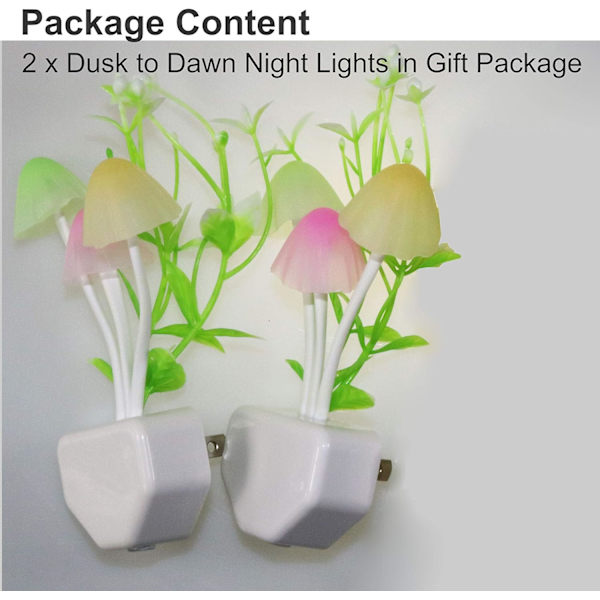 2-pack LED Sensor Nattljus Plug-in NightLight Färgbyte