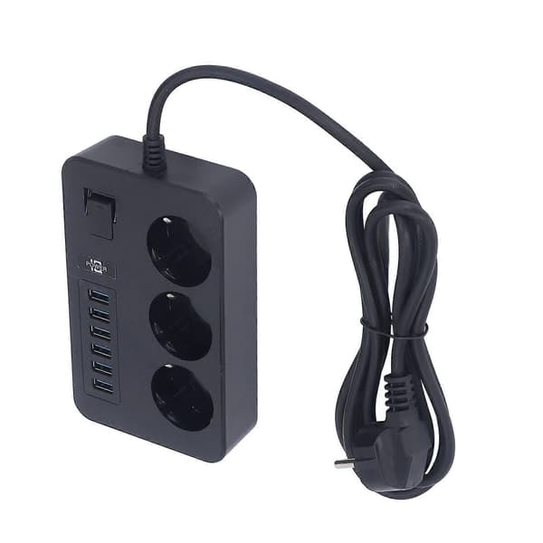 Multifunksjonell USB-strømskinne Flammehemmende Smart Stikkontakt EU-plugg 110-250V for Hjem Garasje