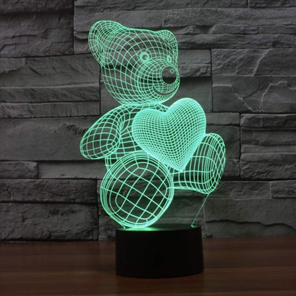 3D Nattljus LED-lampa Nattlampa Barn Touch-lampa 7 färger Chang