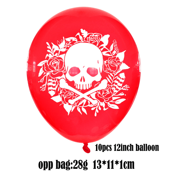2-PACK Mexikansk Day of the Dead Animal Skull Ballong Flagga Flagga Day of the Dead Dekorationstillbehör för Halloweenfest 10 rose red