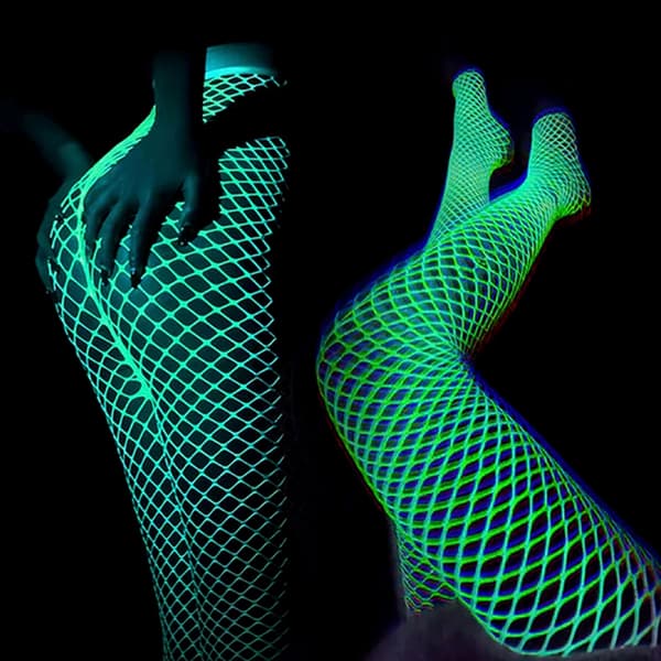 Lysende Glødende Nettstrømper Glow In The Dark Nettstrømpe Cyan ONESIZE