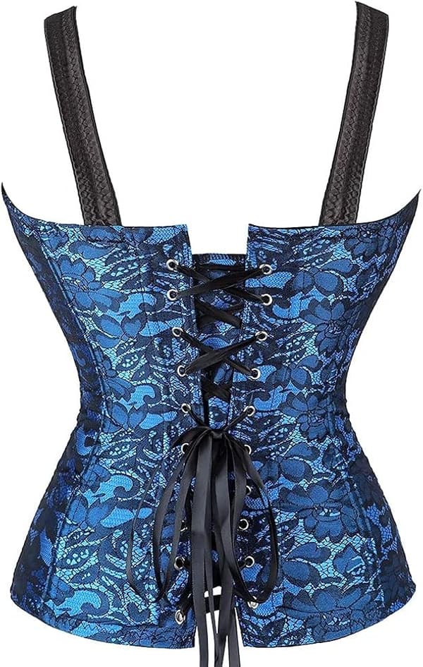 Korsetter för kvinnor Overbust Bustier Top Gothic Sexy Shoulder 2928blue 5XL