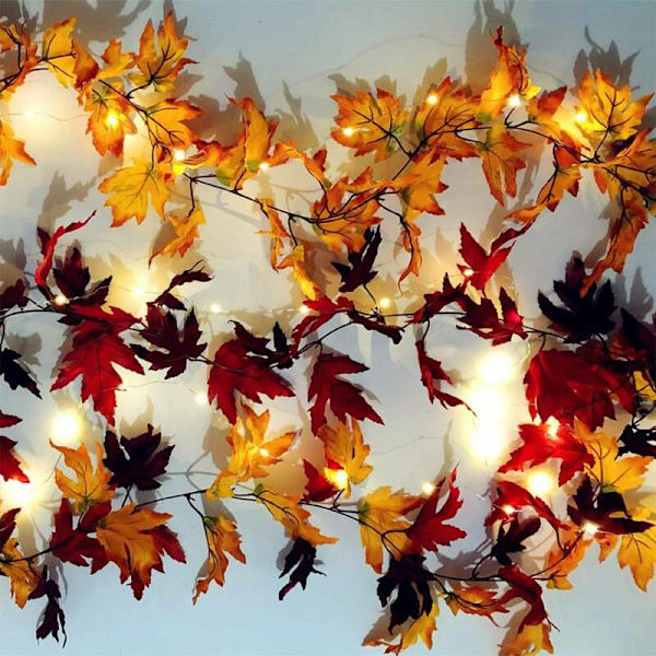LED-ljus Höst Lönnlöv Garland Halloween Juldekor yellow with light