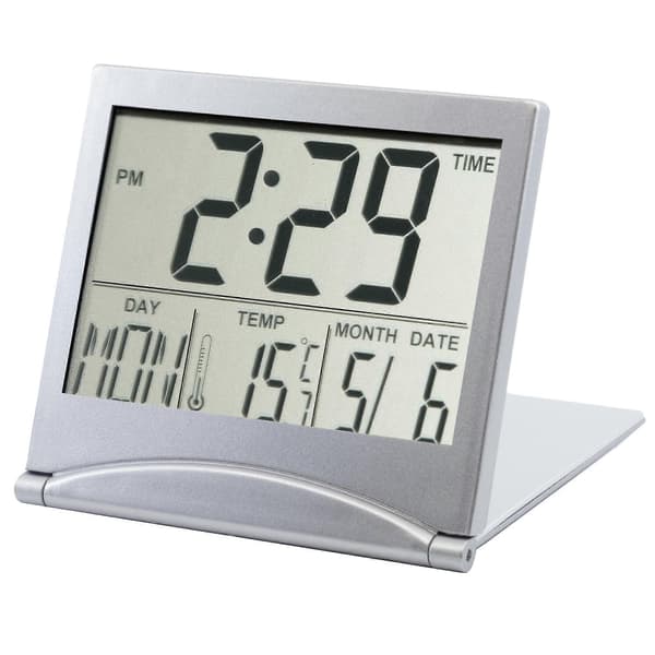 Digital LCD Skrivebordsur Temperatur Rejsevækkeur