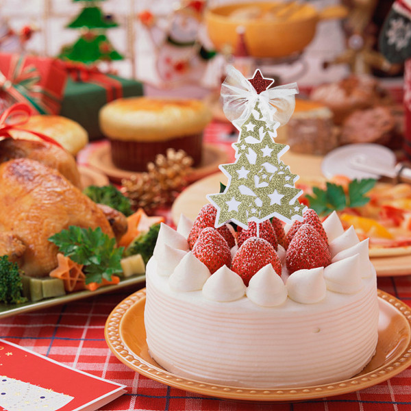 6 Set joulukupcake-koristeita, glitteri joulukakku