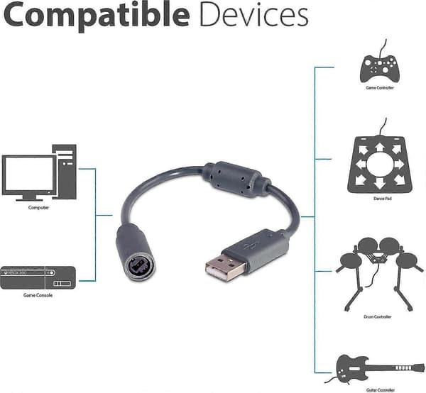 2-pack trådbunden handkontroll USB Breakaway-kabel för Microsoft XBOX360 Guitar Hero